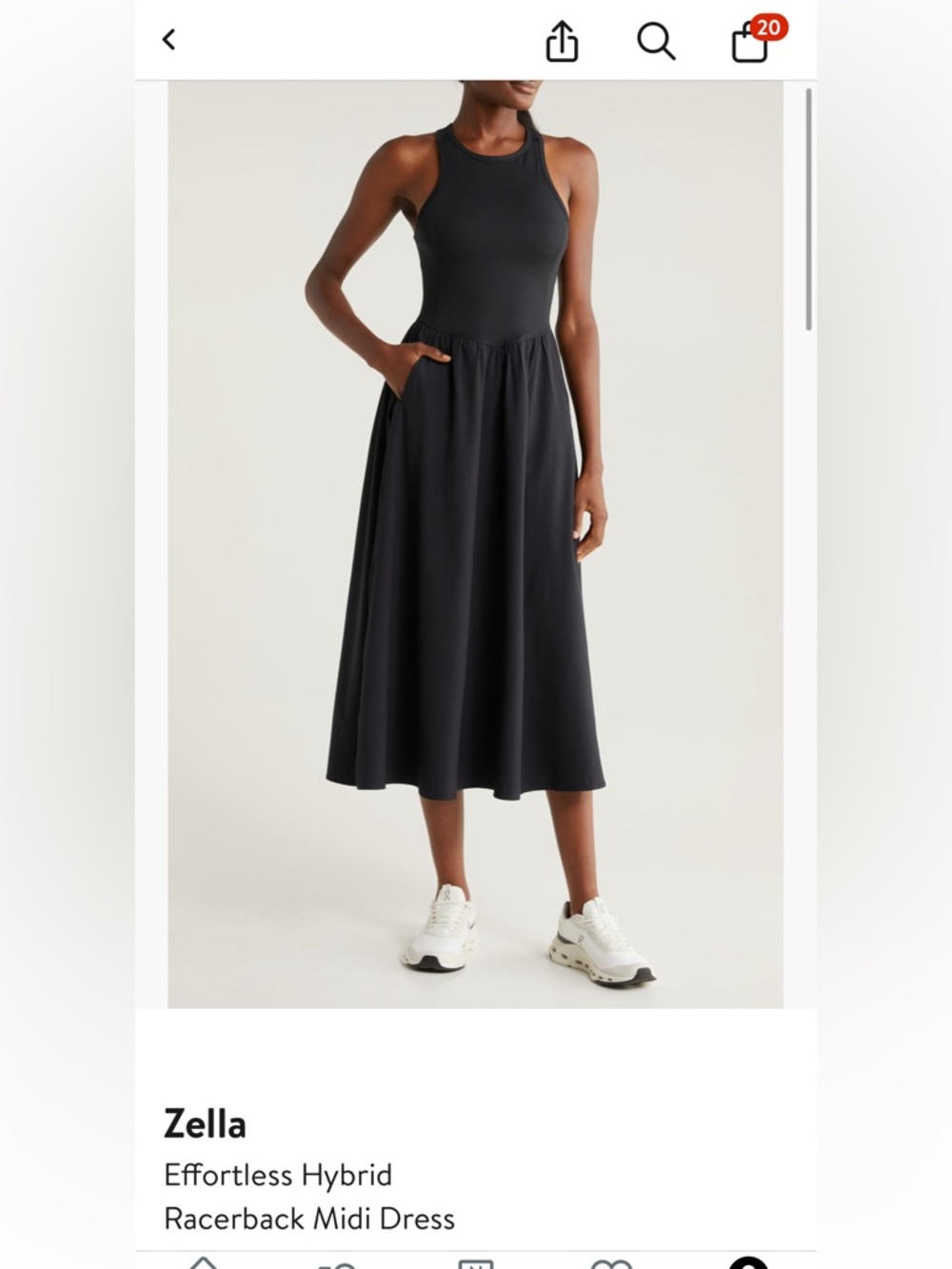 Women's Zella Effortless Hybrid Racerback Midi Dress size Small